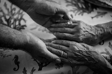 Giovani mani accolgono quelle di una donna anziana in segno di aiuto 