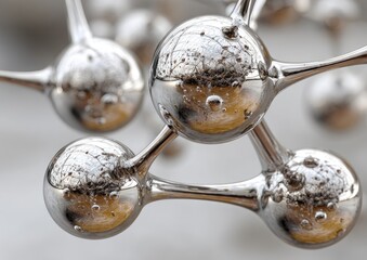Close-up of reflective metallic molecular structure