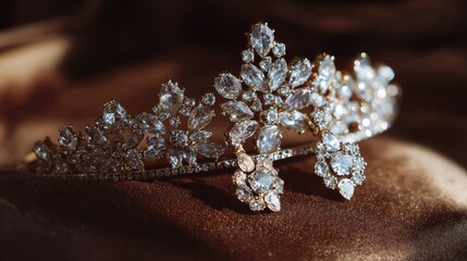 Diamond tiara on a soft fabric