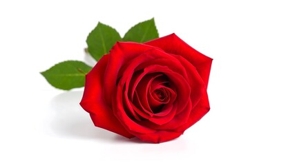 Red rose on white background