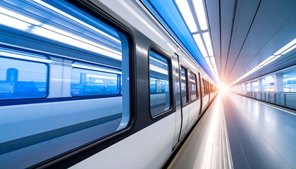 Modern subway train in tunnel