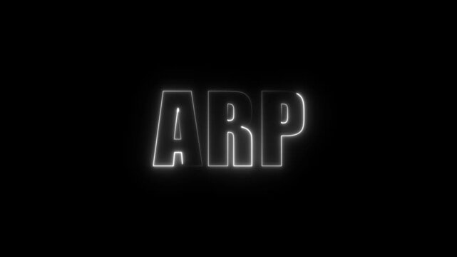 WHITE  ARP Text Design &ndash; Modern Technology Typography on Isolated Background, Futuristic Digital Concept 4k video