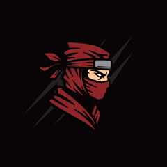 red ninja hood mascot logo design for gaming team © depadepi