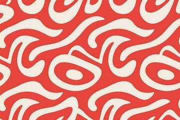Fototapeta premium Seamless floral pattern with decorative swirls and red accents for wallpaper or fabric design