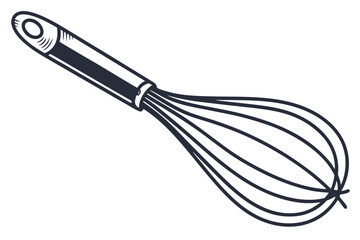Simple Line Drawing of a Kitchen Whisk.