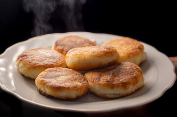 Cottage Cheese Pancakes on White Plate