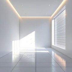 Fototapeta premium Empty white room with sunlit window