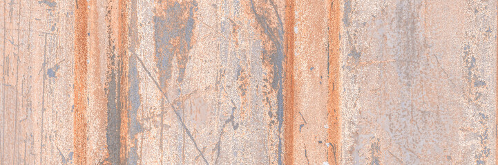 Texture of rusty metal. Wide panoramic background for design.