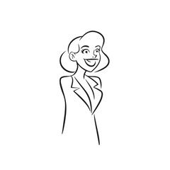 Beautiful Woman in Formal Dress Black and White Illustration Vector Art Design