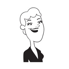 Beautiful Woman in Formal Dress Black and White Illustration Vector Art Design