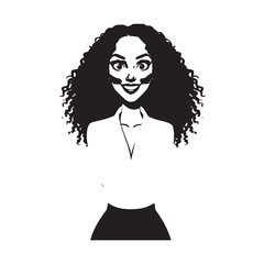 Beautiful Woman in Formal Dress Black and White Illustration Vector Art Design