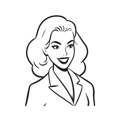 Beautiful Woman in Formal Dress Black and White Illustration Vector Art Design