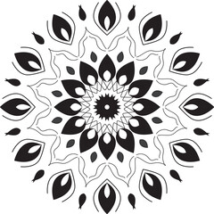 Black and White Mandala Geometric Illustration