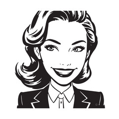 Beautiful Woman in Formal Dress Black and White Illustration Vector Art Design