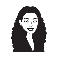 Beautiful Woman in Formal Dress Black and White Illustration Vector Art Design