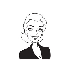 Beautiful Woman in Formal Dress Black and White Illustration Vector Art Design