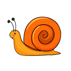 cartoon snail orange spiral shell cute character vector illustration isolated