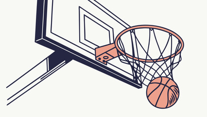 Basketball going through hoop sports graphic illustration vector art.