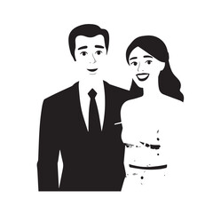 Beautiful Woman in Formal Dress Black and White Illustration Vector Art Design