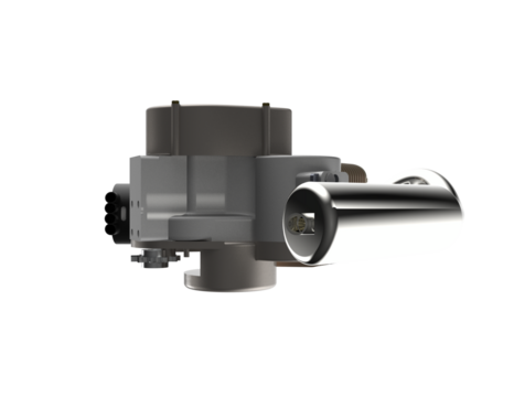Professional 3D Rendering of Motorized Bicycle Kit Engine Block: Mechanical Engineering Illustration of a Small Gasoline Motor Component, Crankcase, and Exhaust System. PNG Transparent HD Image.