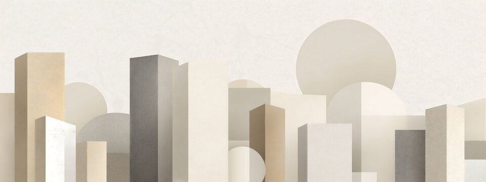 Minimalist 2D business presentation on recycled paper with light grey and cream color scheme