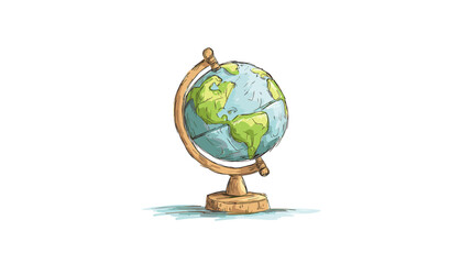 Colorful globe illustration on wooden stand