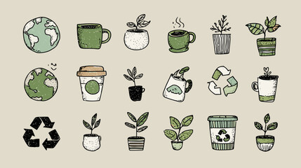 Eco-friendly plant illustrations collection