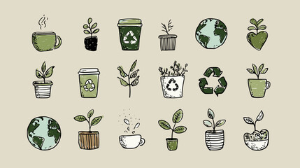 Eco-friendly plant illustrations collection