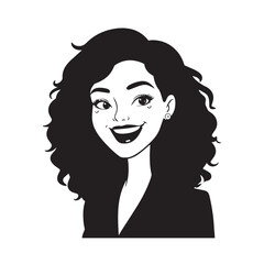 Beautiful Woman in Formal Dress Black and White Illustration Vector Art Design