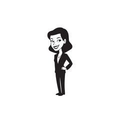 Beautiful Woman in Formal Dress Black and White Illustration Vector Art Design