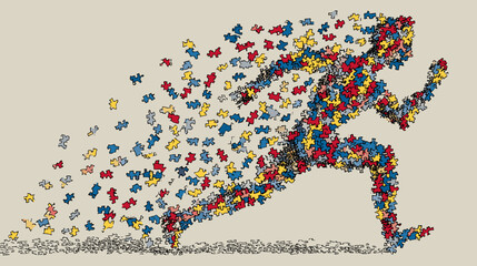 Colorful puzzle runner illustration