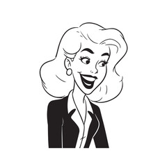 Beautiful Woman in Formal Dress Black and White Illustration Vector Art Design