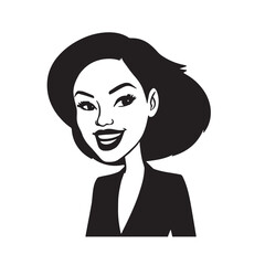 Beautiful Woman in Formal Dress Black and White Illustration Vector Art Design