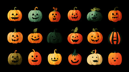 Various Halloween pumpkins collection