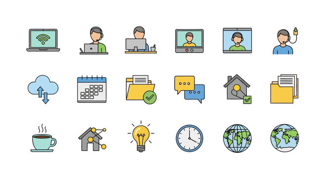 Modern business and communication icons perfect for website design, apps, and global concepts