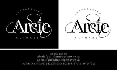 Arcis decorative alphabet font with elegant swashes and flourishes, ideal for invitations, logos, and luxury branding
