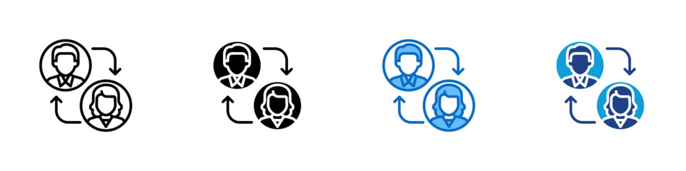 User Switch Multiple Style Icon Design Vector - Two user avatars with arrows, symbolizing account switch, profile change, or user transfer