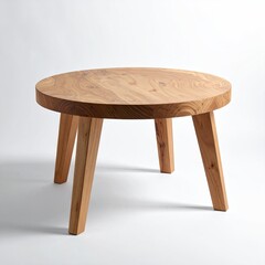 Light brown wooden circular coffee table