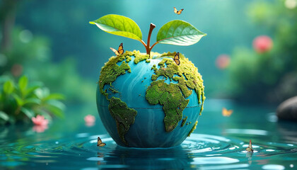 An apple shaped like planet Earth.