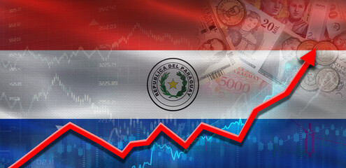 Paraguay financial growth on market graph. Paraguay economic growth on financial graph