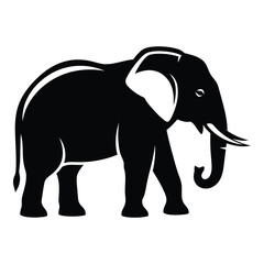 Obraz premium Silhouette of majestic african elephant standing proudly in natural pose for wildlife art silhouette