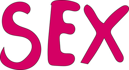 Sex Text Doodle Art PNG Stylish Bold Font Transparent Background