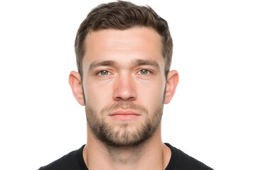 Obraz premium Passport photo of a clean-shaven US male born in 1981 on a white background