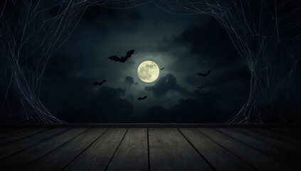Halloween Night Spooky Full Moon Backdrop