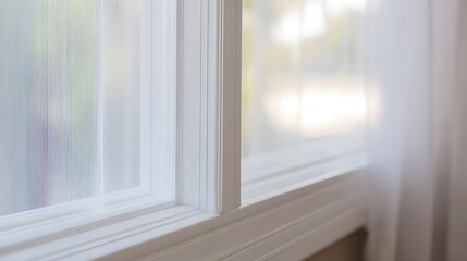 Fototapeta premium translucent. Minimalist white window frame with translucent panels filtering soft daylight. real-estate listings, architecture portfolios, designed for interior renovation comparisons for interiors.