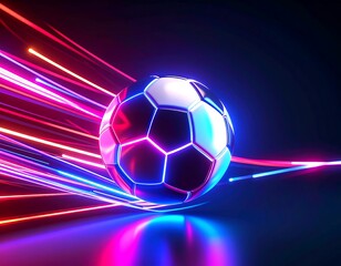 Neon soccer ball in motion