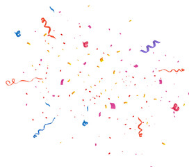Confetti isolated on Transparent Background. Colorful Falling Cofetti