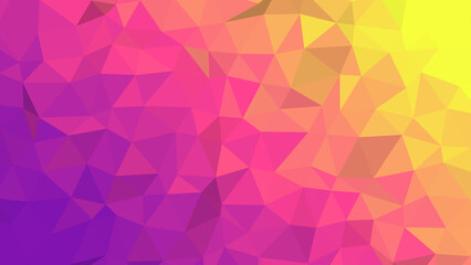 Vibrant gradient of pink, purple, and yellow low poly abstract background