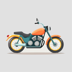 Obraz premium Vibrant classic cruiser motorcycle depicted in a flat vector art style. Ideal for transportation, hobby, and lifestyle design concepts