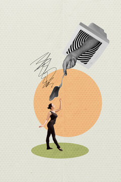 Fototapeta Collage portraying laptop computer smartphone addiction manipulation through digital lies hypnotic propaganda illusions